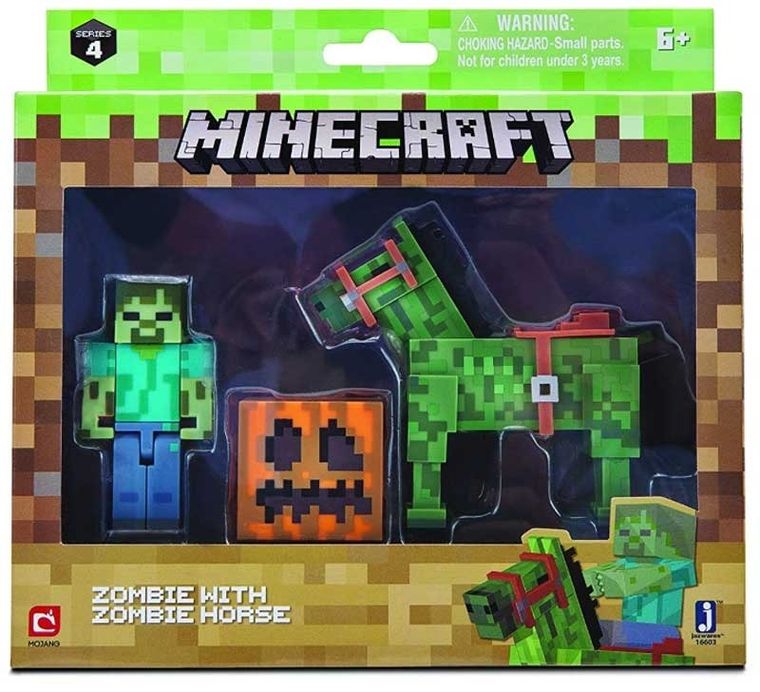 Minecraft, Zombie z zombie koniem, zestaw figurek