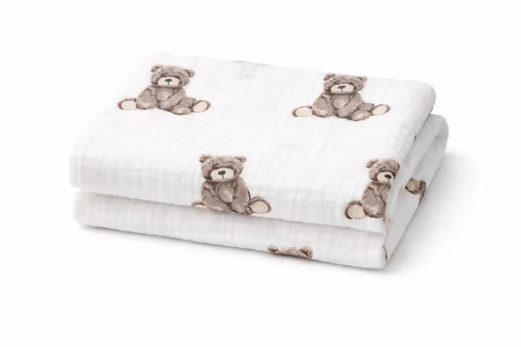 MiniAnia, otulacz, miś, 120-120 cm