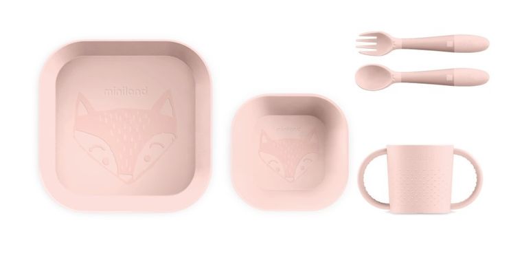 Miniland, Dolce, zestaw do karmienia, pudrowy róż, 5 szt.