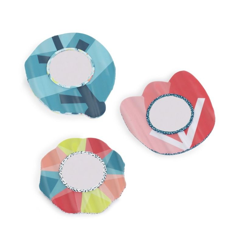 Miniland, Feel To Learn, liść, tulipan, kwiatek, zestaw 3 lusterek sensorycznych