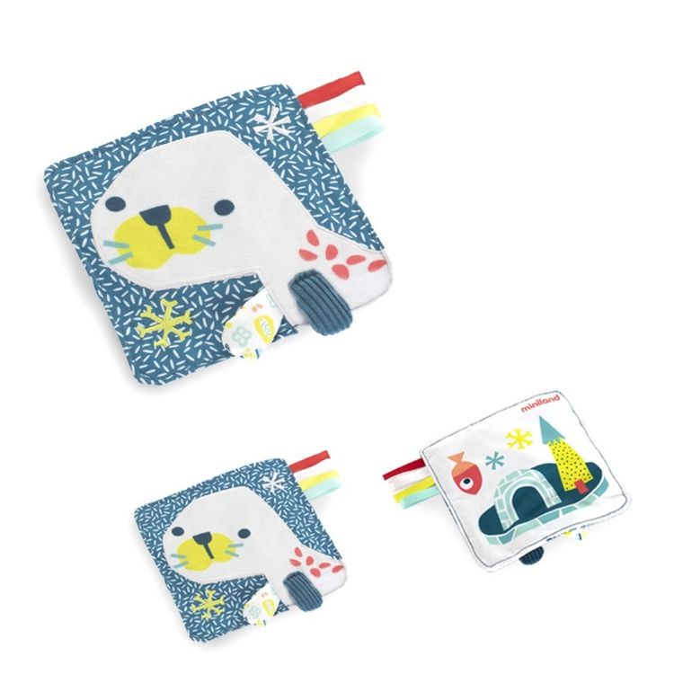 Miniland, Feel To Learn, szeleszczący lew morski, zabawka sensoryczna