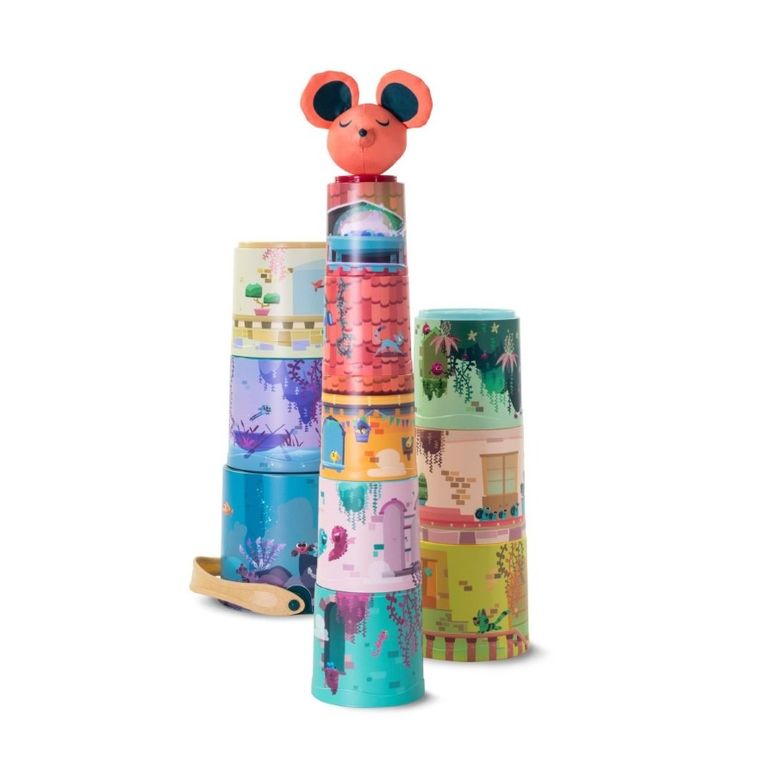 Miniland, Kubeczkowa piramidka - magiczny zamek, zabawka edukacyjna