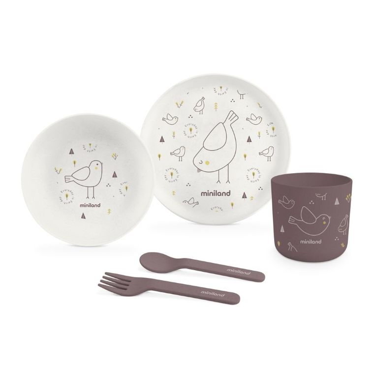 Miniland, Ptaszek, ECO-friendly, zestaw do karmienia, 5 szt.