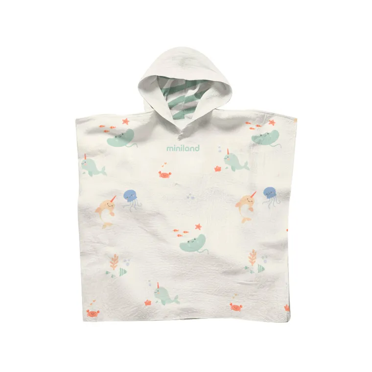 Miniland, Swim, muślinowe poncho, ocean, 65-65 cm