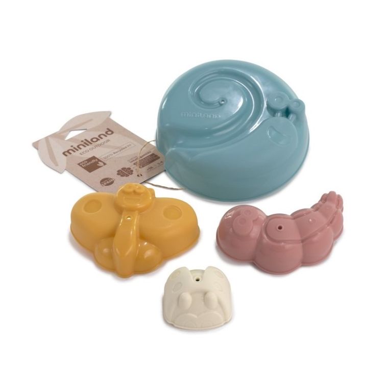 Miniland, zestaw ekologicznych zabawek do piaskownicy, foremki