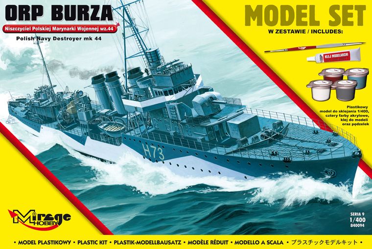 Mirage Hobby, niszczyciel ORP BURZA, model do sklejania