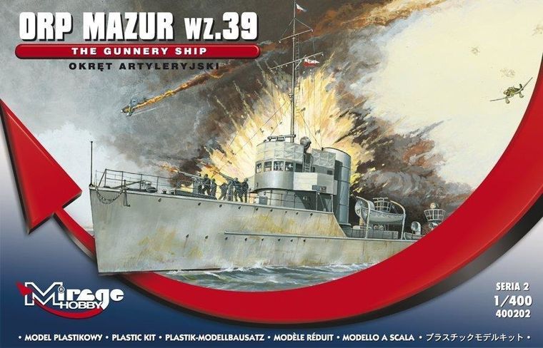 Mirage Hobby, okręt artyleryjski ORP MAZUR wz 39, model do sklejania