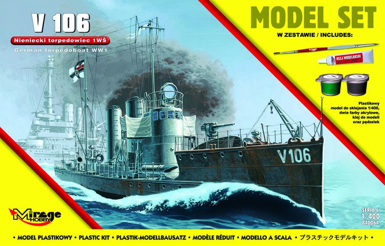 Mirage Hobby, okręt torpedowy V106, model do sklejania