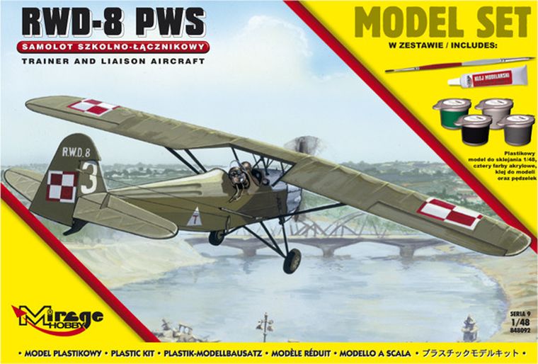 Mirage Hobby, samolot szkolno - łącznikowy RWD-8 PWS, model do sklejania