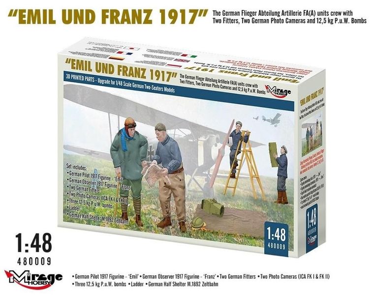 Mirage Hobby, WWI Załoga jednostek FAA Emil&Franz 1917, model do sklejania, 1:48