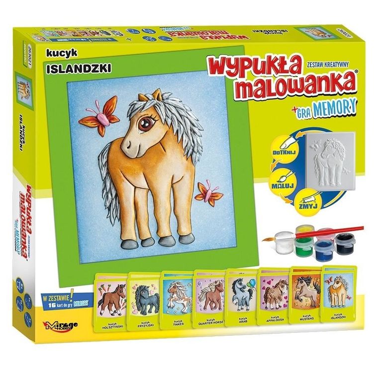 Mirage Hobby, Wypukła malowanka, Kucyk Islandzki, gra memory, zestaw kretywny