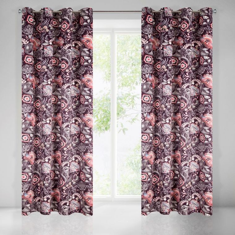 Mirei, welwetowa zasłona, z kwiatowym nadrukiem, 140-250 cm