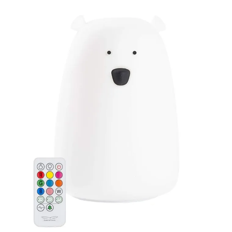 Miś, lampka silikonowa z pilotem, duża, biała