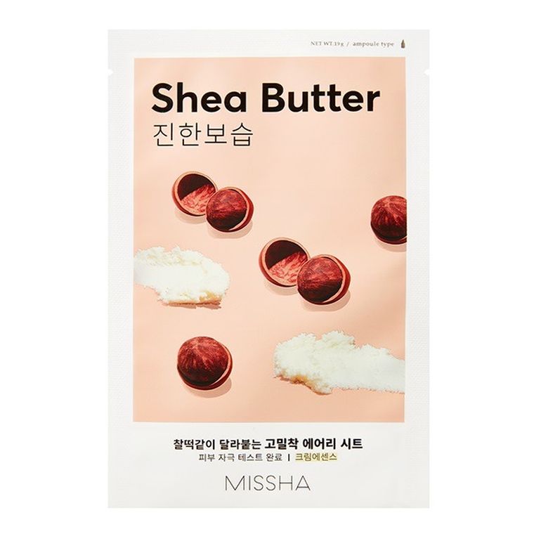 Missha, Airy Fit Sheet Mask, nawilżająco-odżywcza maseczka w płachcie z masłem shea, Shea Butter, 19 ml