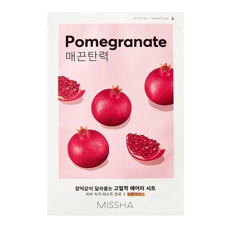 Missha, Airy Fit Sheet Mask, ujędrniająca maseczka w płachcie z ekstraktem z granatu, Pomegranate, 19 ml