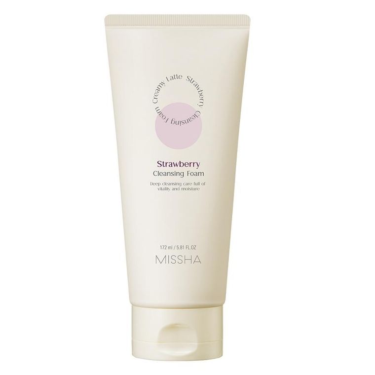 Missha, Creamy Latte Cleansing Foam, kremowa pianka oczyszczająca do twarzy, Strawberry, 172 ml