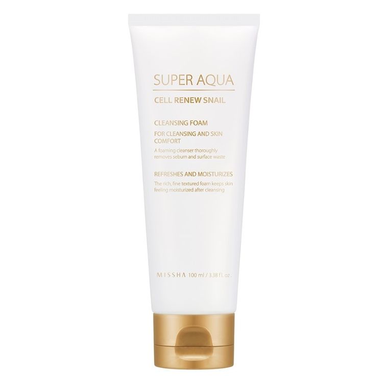 Missha, Super Aqua Cell Renew Snail Cleansing Foam, pianka do mycia twarzy z ekstraktem ze śluzu ślimaka, 100 g