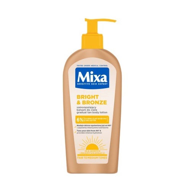Mixa, Bright & Bronze, balsam samoopalający do ciała dla jasnych i śniadych karnacji, 250 ml