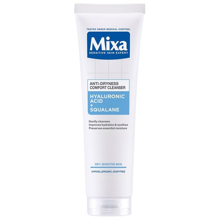 MIXA, Comfort Cleanser, żel do mycia twarzy przeciw przesuszeniom, Kwas hialuronowy + Skwalan, 150 ml