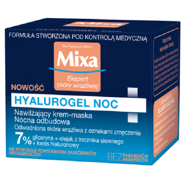 Mixa, Ekspert skóry wrażliwej, nawilżający krem-maska na noc, 50 ml