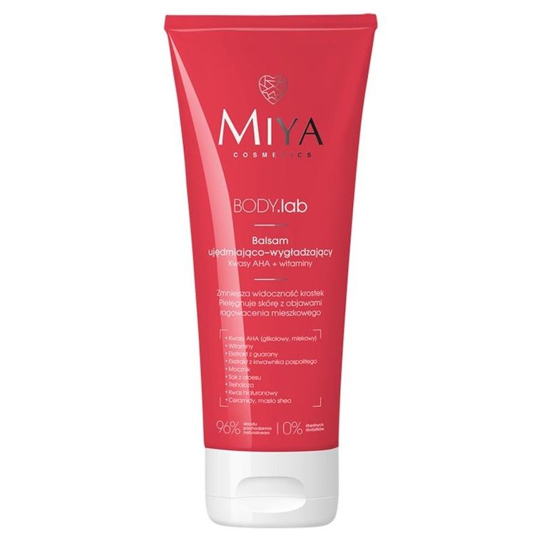Miya Cosmetics, Body.Lab, ujędrniająco-wygładzający balsam z kwasami AHA i witaminami, 200 ml
