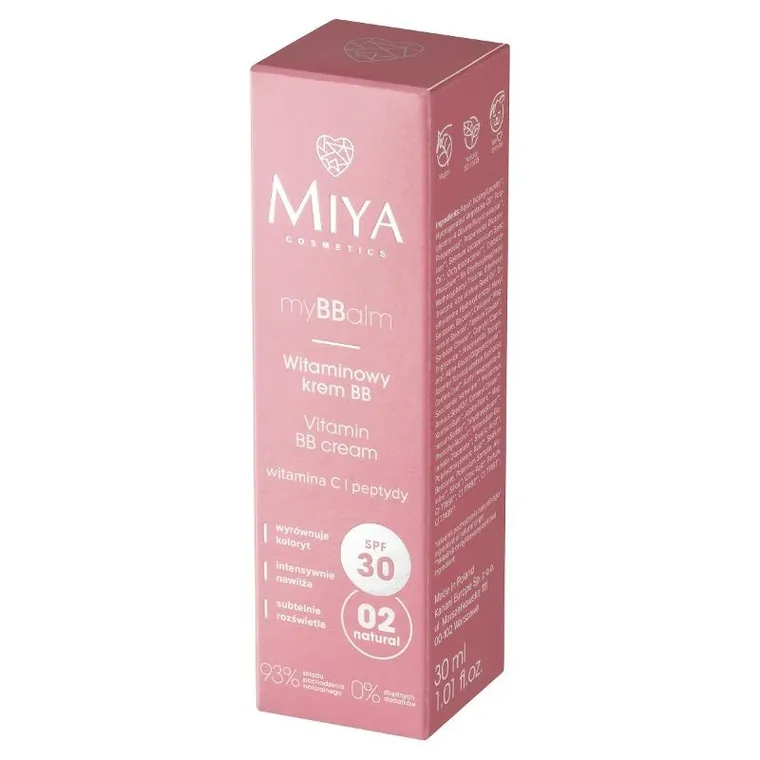 Miya, myBBalm, witaminowy krem BB, SPF30, 02 natural, 30 ml