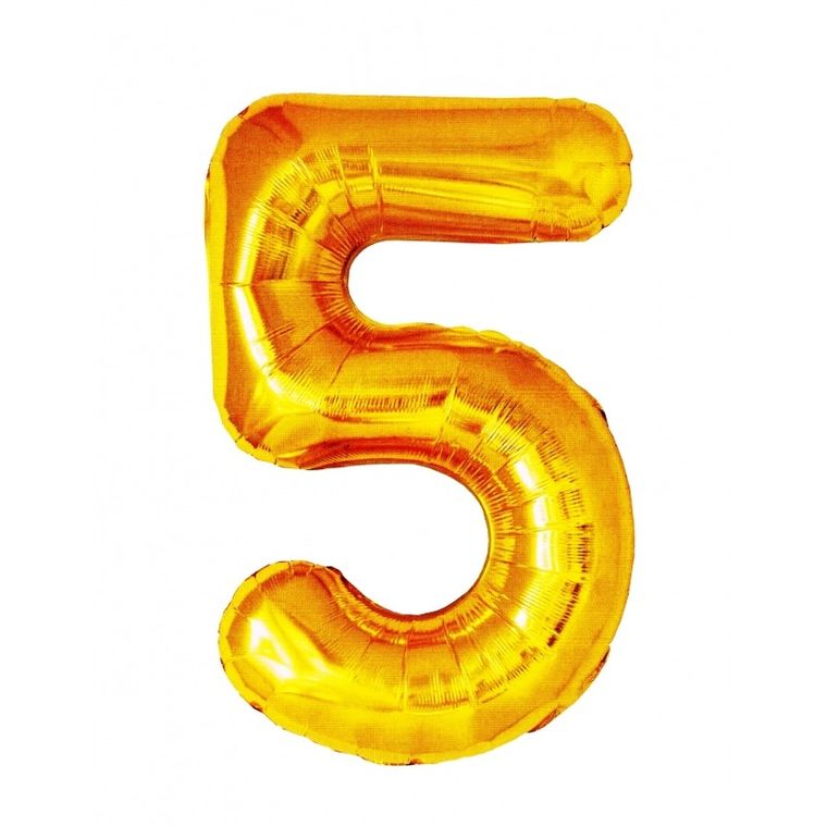 MK Trade, balon foliowy, cyfra 5, złoty, 81 cm