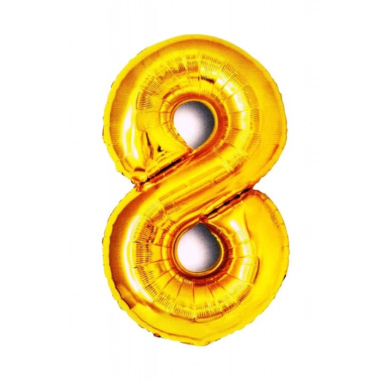 MK Trade, balon foliowy, cyfra 8, złoty, 81 cm