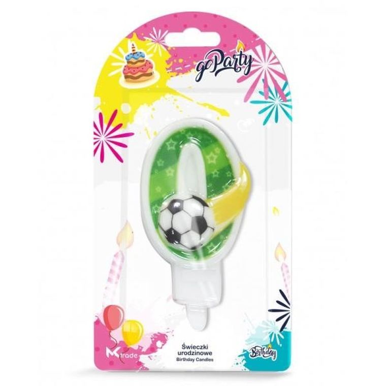 MK Trade, Piłka, świeczka urodzinowa, cyfra 0, 8 cm