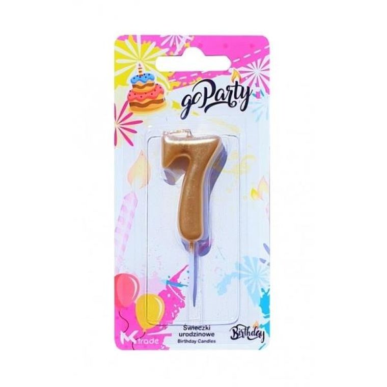 MK Trade, świeczka urodzinowa, cyfra 7, złota