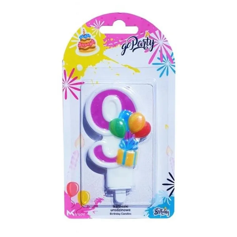 MK Trade, świeczka urodzinowa, cyfra 9 z balonikami