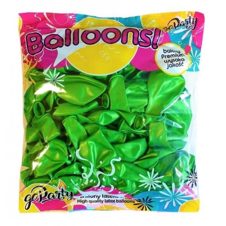MK Trade, zestaw balonów, jasny zielony metalik, 30 cm, 80 szt.