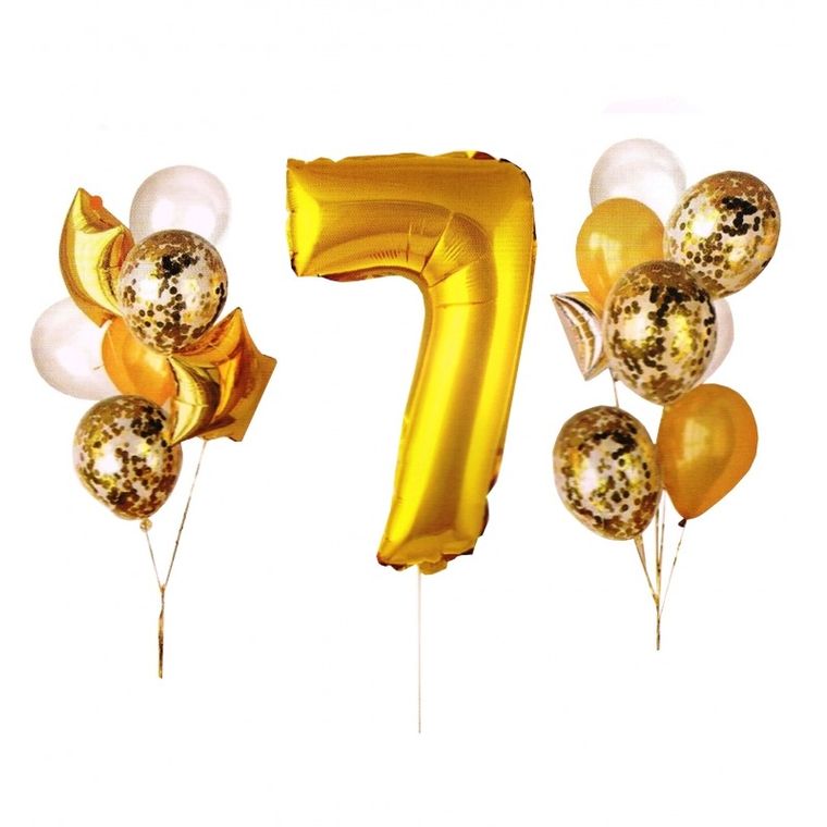 MK Trade, zestaw balonów z cyfrą 7, 30-60 cm, 16 szt.
