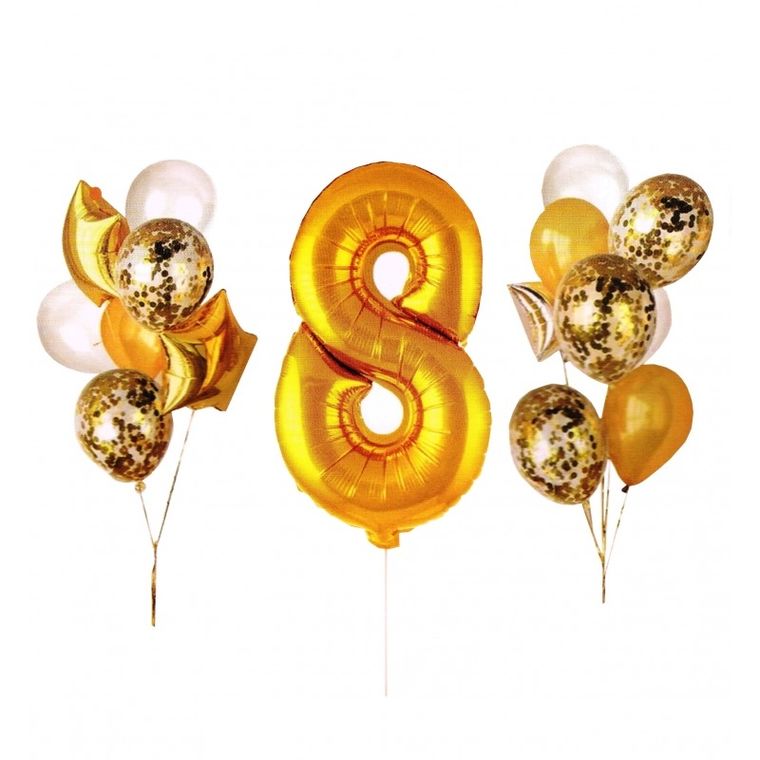 MK Trade, zestaw balonów z cyfrą 8, 30-60 cm, 16 szt.
