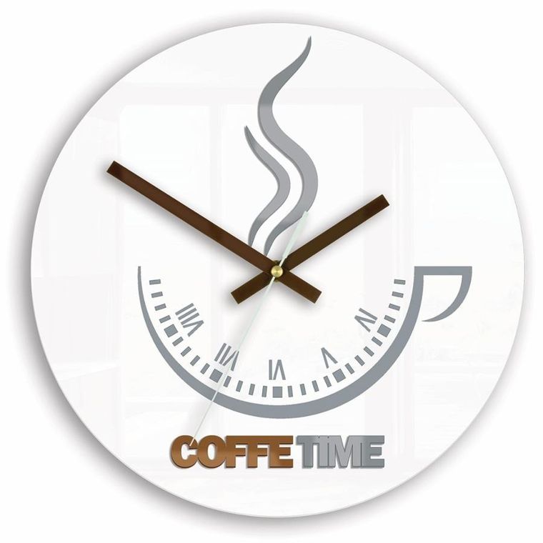 Modern Clock, zegar ścienny, coffee time II, white