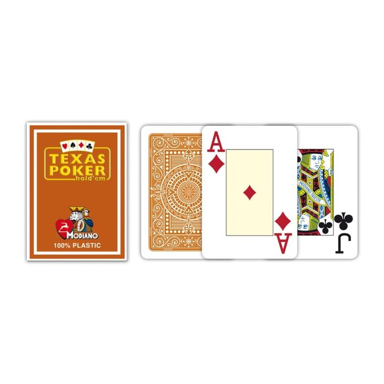 Modiano, Texas Poker Jumbo Index, karty do gry, brązowe