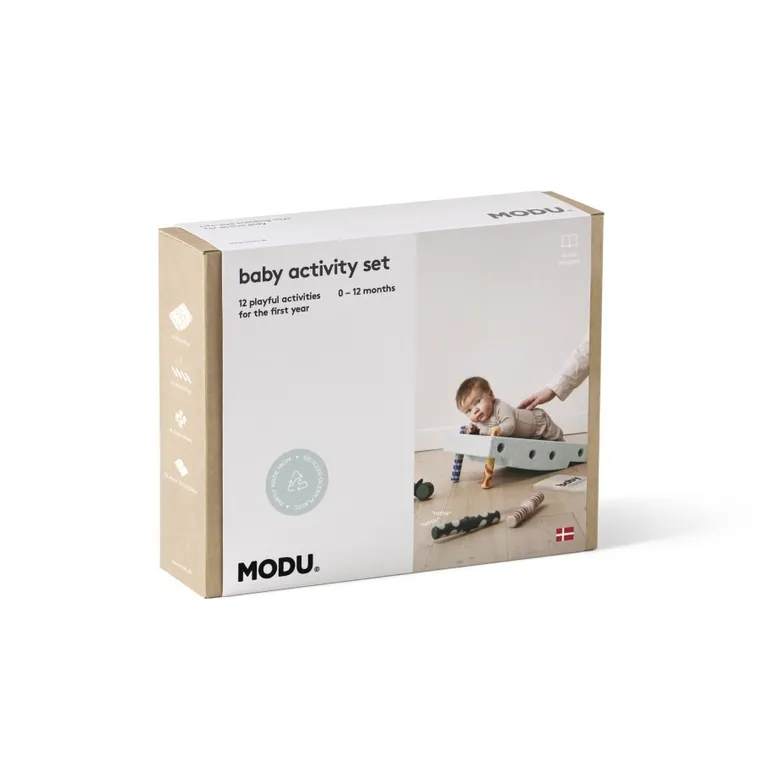 Modu, Baby Activity Set, zestaw klocków aktywizujących z funkcją jeździka, Ocean Mint/Forest Green