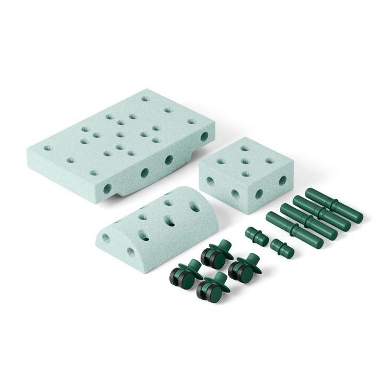 Modu, Curiosity Set, kreatywne klocki rozwijające motorykę dużą, z funkcją jeździka, miętowy