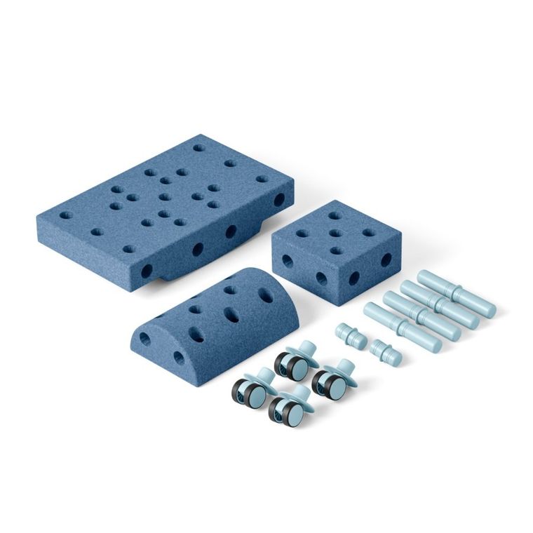 Modu, Curiosity Set, kreatywne klocki rozwijające motorykę dużą, z funkcją jeździka, niebieski