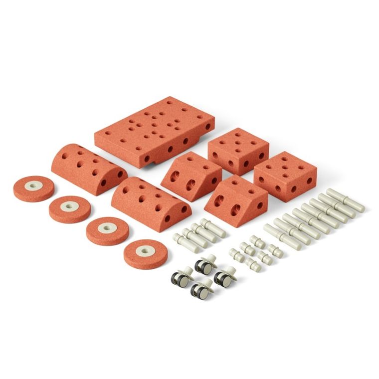 Modu, Dreamer Set, kreatywne klocki rozwijające motorykę dużą, z funkcją jeździka, pomarańczowy