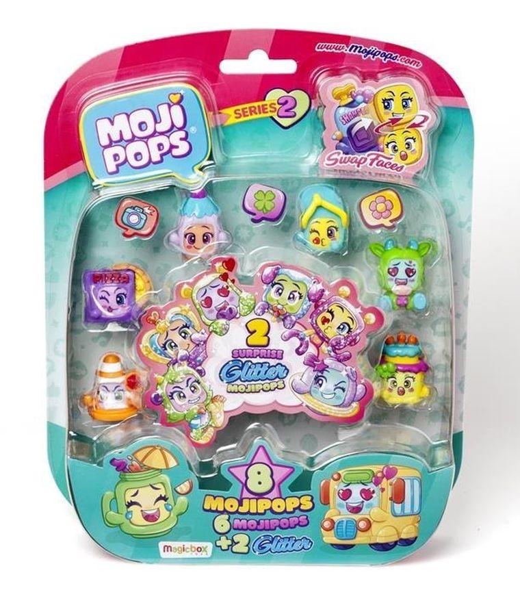 MojiPops, zestaw 8 figurek + 2 glitter