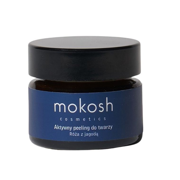 Mokosh, aktywny peeling do twarzy, róża z jagodą, 15 ml