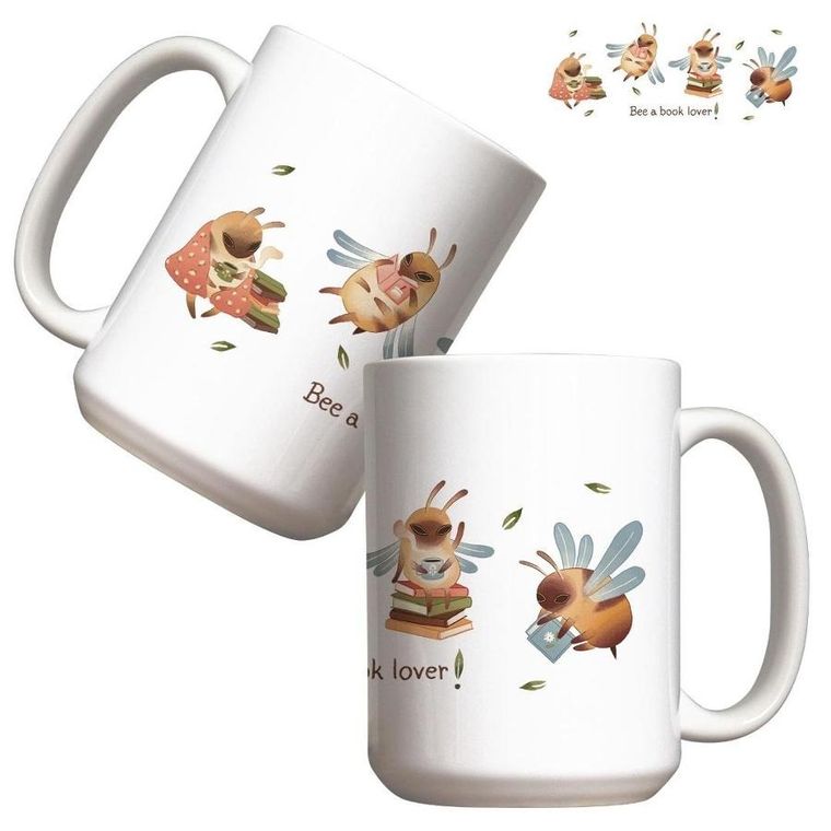 Molom, kubek, Bee a book lover, 440 ml