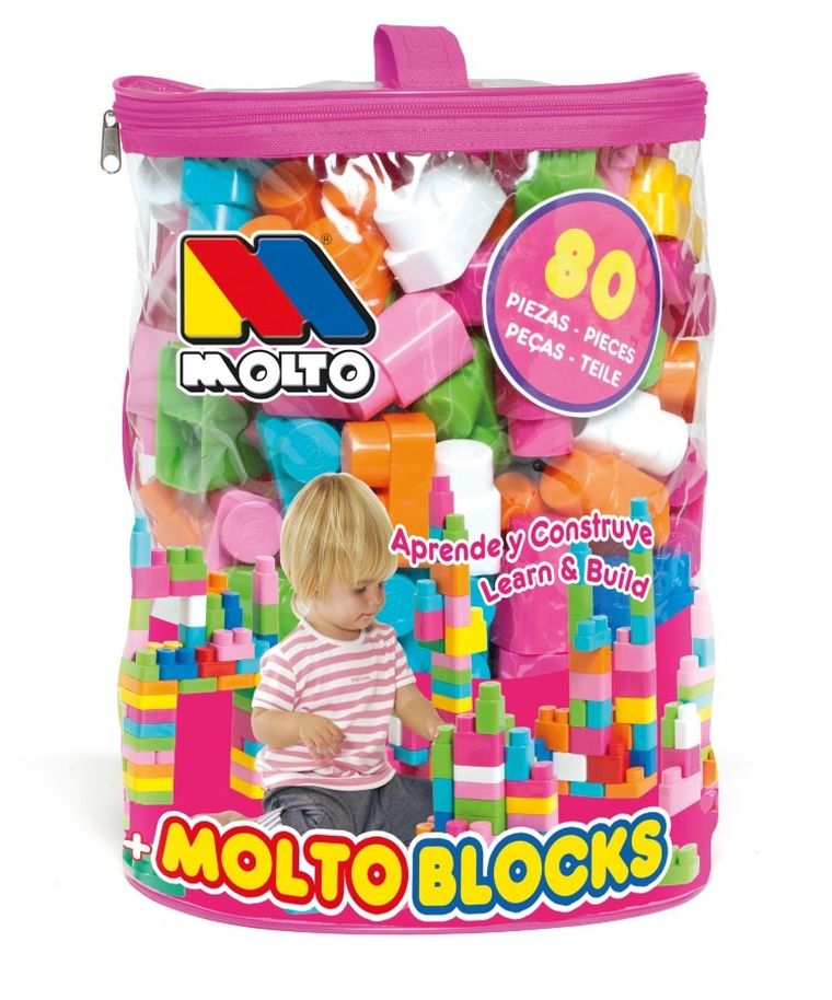 Molto, torba z klockami, różowe, 80 szt.