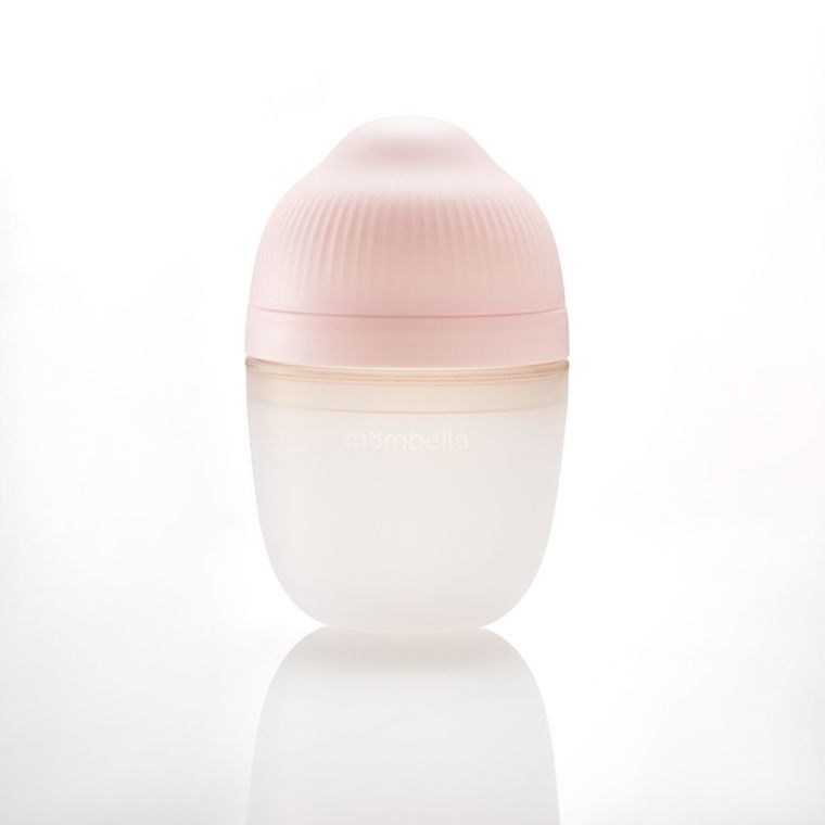 Mombella, Butelka antykolkowa dla noworodka, Silikonowa, Roze, 210 ml