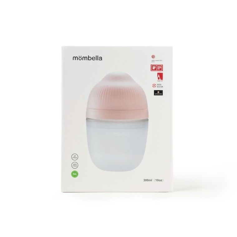 Mombella, butelka antykolkowa dla noworodka, silikonowa, roze, 300 ml