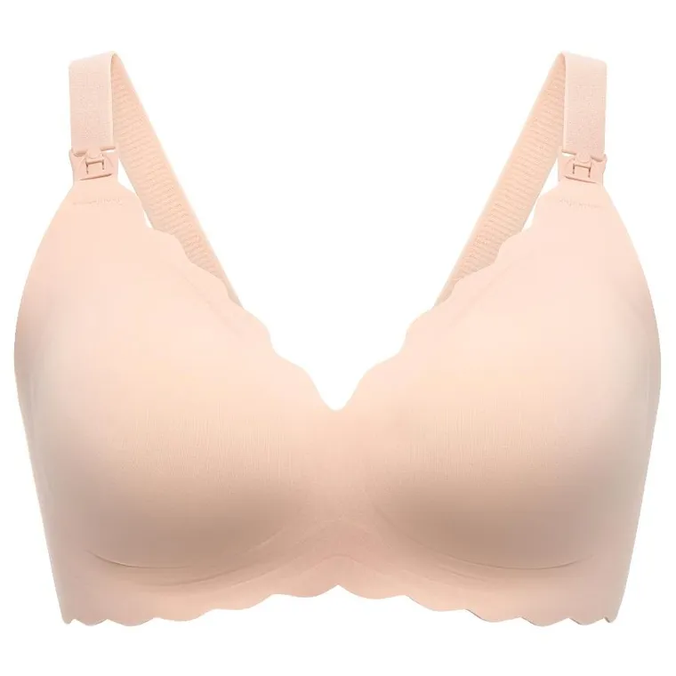 Momcozy, YN46, bezszwowy kwiatowy biustonosz do karmienia push-up, beżowy floral, rozmiar M
