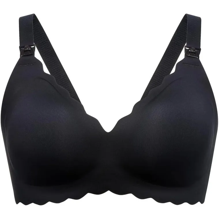 Momcozy, YN46, bezszwowy kwiatowy biustonosz do karmienia push-up, czarny floral, rozmiar XL