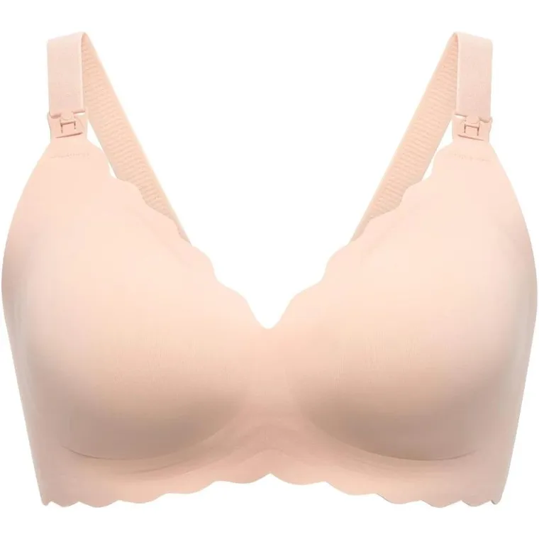 Momcozy, YN46, Jelly Strip, bezszwowy kwiatowy biustonosz do karmienia push-up, beżowy floral, rozmiar XL