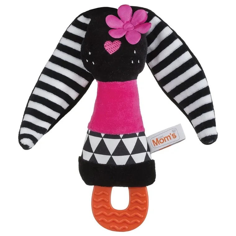 Mom's Care, króliczka, piszczek z gryzakiem, kontrastowa zabawka sensoryczna